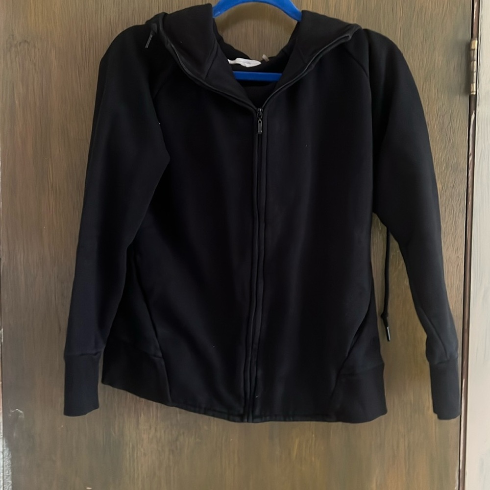 Tavi Noir Pure Barre Women's Sweatshirt Hoodie Black Full Zip velvet circle P
